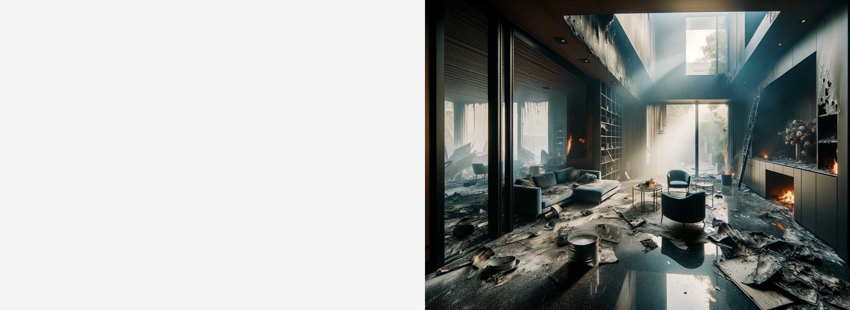 Décontamination après incendie dans une maison