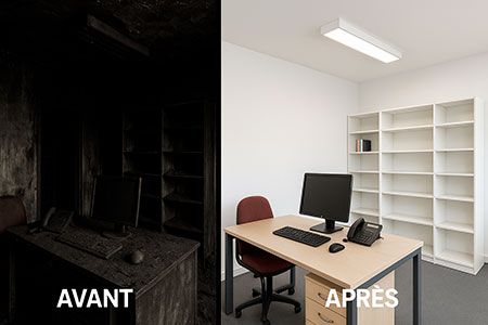 décontamination complète d’un local professionnel après incendie